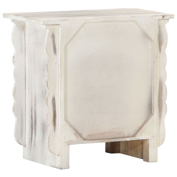 vidaXL Mesa de cabeceira 50x30x50cm madeira de mangueira maci&ccedil;a branco