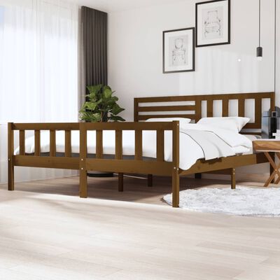 vidaXL Estrutura de cama 200x200 cm madeira maciça castanho mel