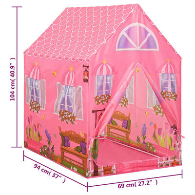 vidaXL Tenda de brincar infantil 69x94x104 cm rosa
