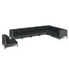 vidaXL 8 pcs conj. lounge jardim c/ almofad&otilde;es vime PE cinzento-escuro