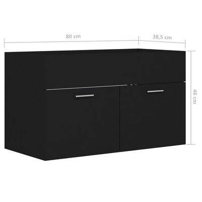 vidaXL Armário de lavatório 80x38,5x46 cm contraplacado preto
