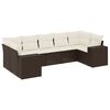 vidaXL 7 pcs conjunto de sof&aacute;s jardim c/ almofad&otilde;es vime PE castanho