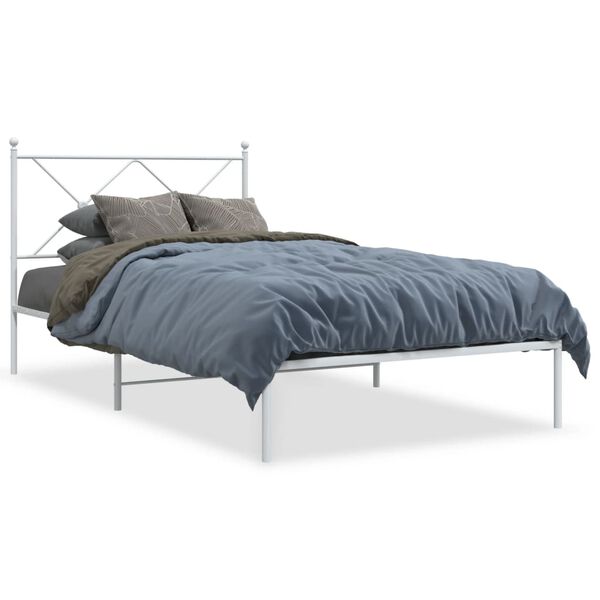 vidaXL Estrutura de cama com cabeceira 100x190 cm metal branco
