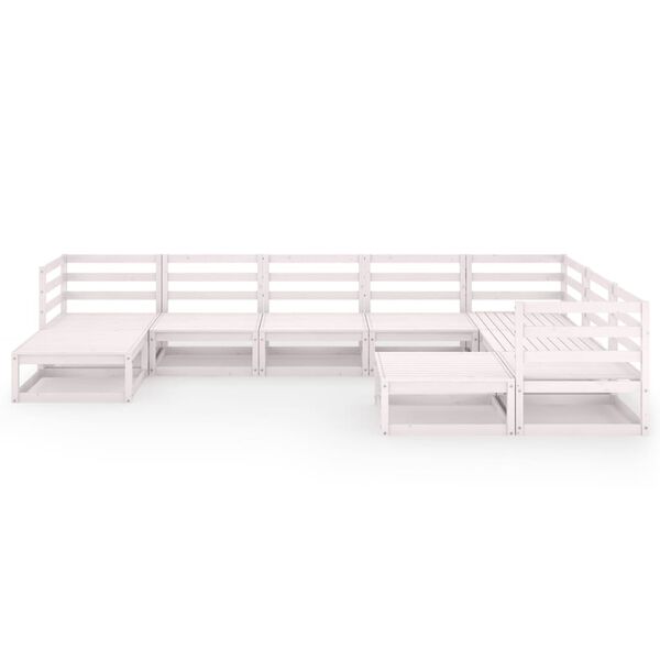 vidaXL 9 pcs conjunto lounge de jardim pinho s&oacute;lido branco