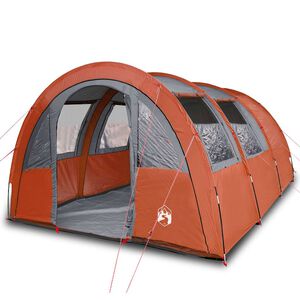 vidaXL Tenda de campismo t&uacute;nel p/ 4 pessoas imperme&aacute;vel cinza/laranja