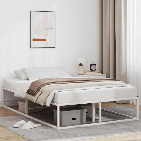 vidaXL Estrutura de cama sem colch&atilde;o branco 120x200 cm metal