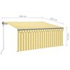 vidaXL Toldo autom. c/ estore/LED/sensor vento 3x2,5m amarelo/branco