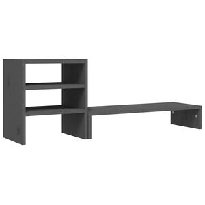 vidaXL Suporte para monitor 81x20x30 cm madeira de pinho maci&ccedil;a cinza