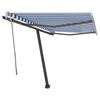 vidaXL Toldo retrátil manual com LED 300x250 cm azul e branco