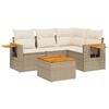 vidaXL 5 pcs conjunto de sof&aacute;s p/ jardim com almofad&otilde;es vime PE bege