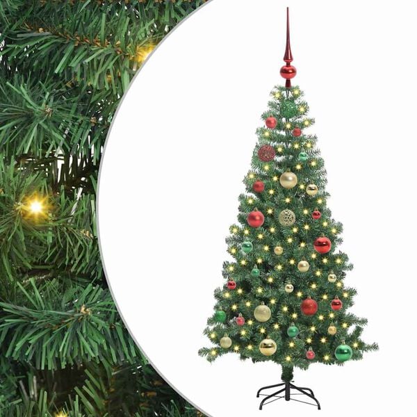 vidaXL &Aacute;rvore de Natal com 150 LEDs com suporte Verde 120 cm PVC