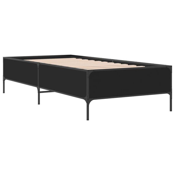 vidaXL Estrutura de cama 100x200 cm derivados de madeira/metal preto