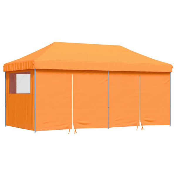 vidaXL Tenda para festas pop-up dobrável c/ 4 paredes laterais laranja