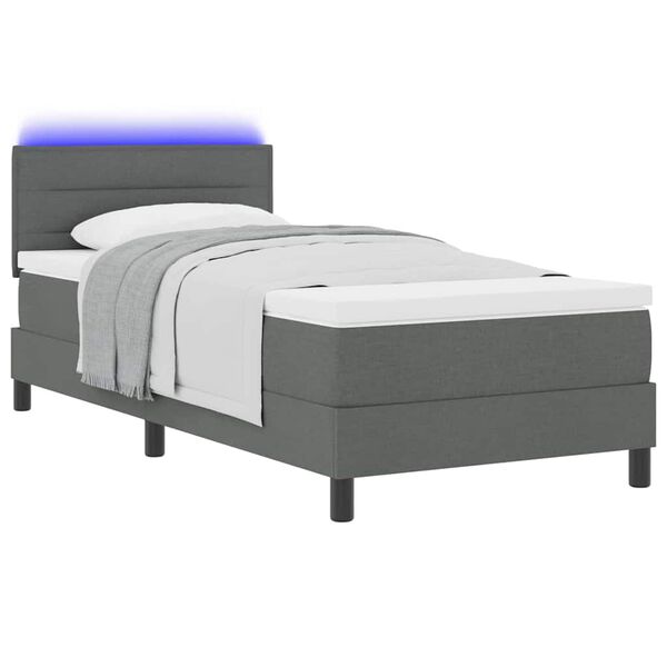 vidaXL Cama Box com colch&atilde;o Cinzento escuro 100 x 200 cm tecido
