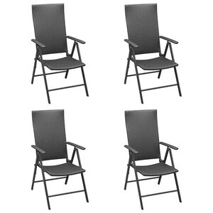 vidaXL Conjunto de 4 cadeiras dobr&aacute;veis em rattan sint&eacute;tico preto.
