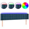 vidaXL Cabeceira cama c/ luzes LED veludo 203x16x78/88 cm azul-escuro