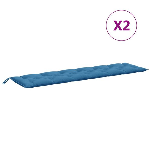 vidaXL Almofadões banco jardim 2pcs 200x50x7cm mesclado tecido azul