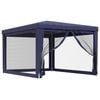 vidaXL Tenda para festas c/ 4 paredes laterais em rede 3x4 m PEAD azul