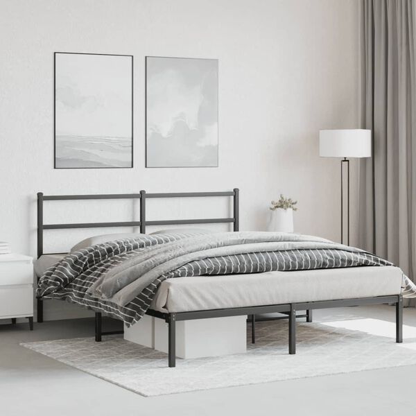 vidaXL Estrutura de cama com cabeceira 160x200 cm metal preto