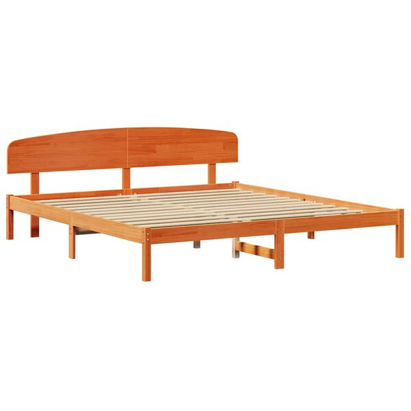 vidaXL Estrutura da Cama com cabeceira Marrom Cera 200 x 200 cm