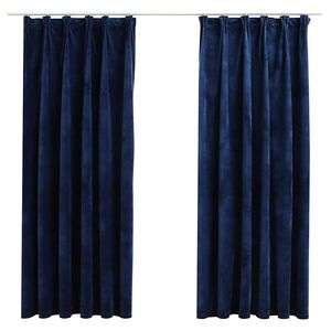 vidaXL Cortinas blackout c/ ganchos 2 pcs 140x175cm veludo azul escuro