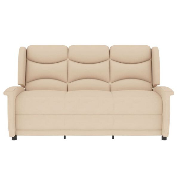 vidaXL Poltrona de massagens reclinável 3 assentos tecido creme