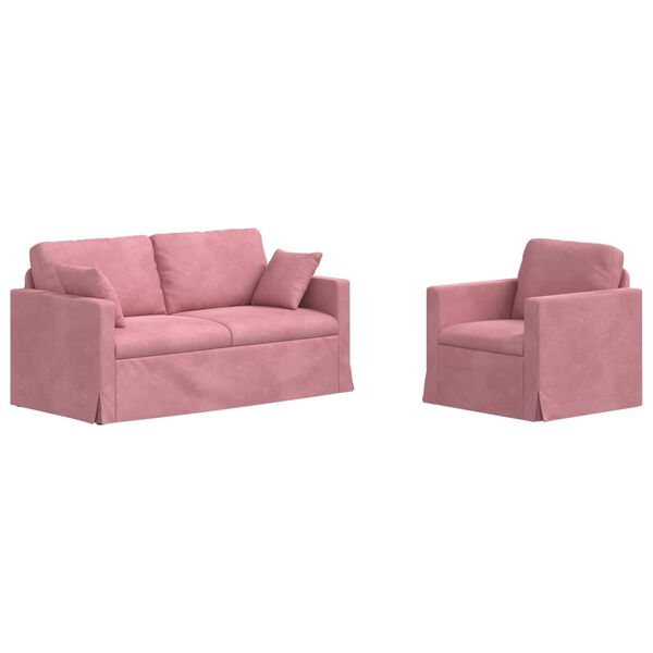 vidaXL Sof&aacute; 2 pcs Rosa Dimens&otilde;es gerais: 158 x 78 x 80 cm (L x P x A)