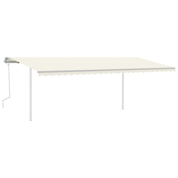 vidaXL Toldo retr&aacute;til manual com postes 6x3,5 m cor creme