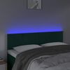 vidaXL Cabeceira de cama c/luzes LED veludo 144x5x78/88cm verde-escuro