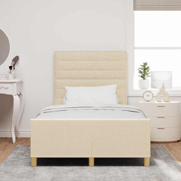 vidaXL Estrutura da Cama com cabeceira Creme 120 x 190 cm tecido