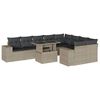 vidaXL 10 pcs conj. sof&aacute;s jardim com almofad&otilde;es vime PE cinzento-claro