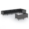 vidaXL 8 pcs conj. lounge jardim c/ almofad&otilde;es vime PE cinzento-escuro