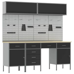 vidaXL Conjunto de Arm&aacute;rios de Trabalho com gaveta 10 unid. Preto