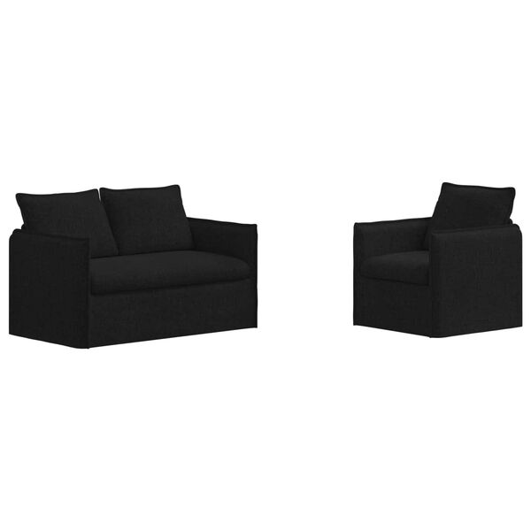 vidaXL Sof&aacute; 2 pcs Preto Dimens&otilde;es gerais: 136 x 82 x 85 cm (L x P x A)