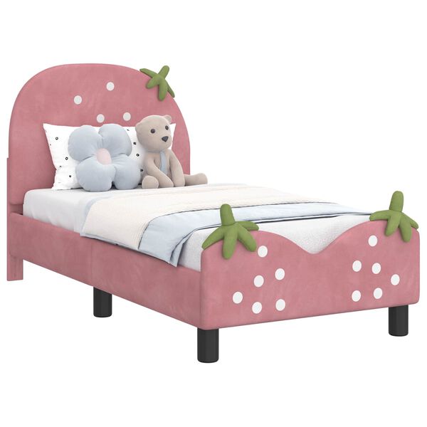 vidaXL Estrutura de Cama para Crian&ccedil;a com Cabeceira Rosa 70 x 140 cm