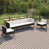 vidaXL 6 pcs conjunto lounge de jardim c/ almofad&otilde;es vime PE preto