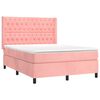 vidaXL Cama box spring c/ colch&atilde;o/LED 140x200 cm veludo rosa