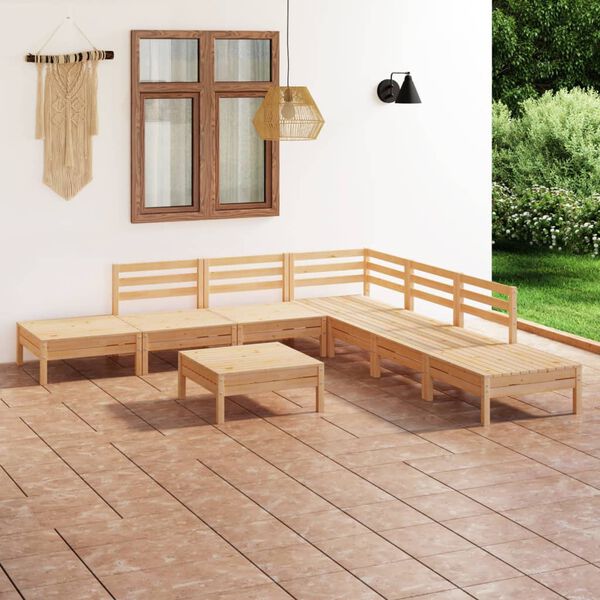 vidaXL 8 pcs conjunto lounge de jardim pinho maci&ccedil;o