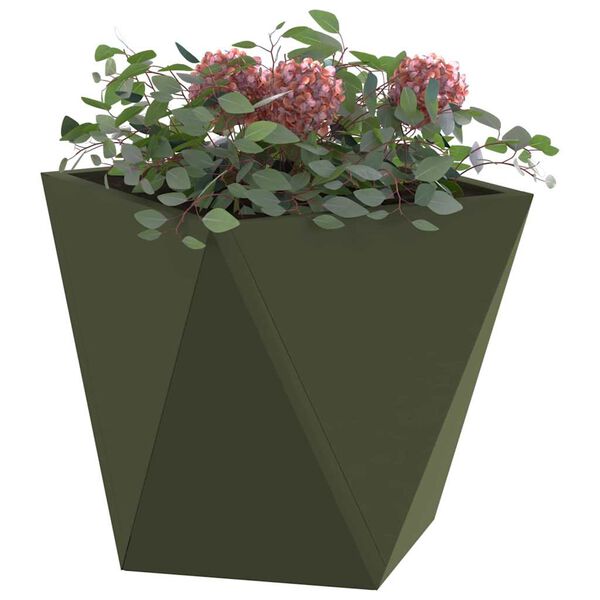 vidaXL Floreira 2 pcs Verde Oliva 30 x 30 x 30 cm A&ccedil;o