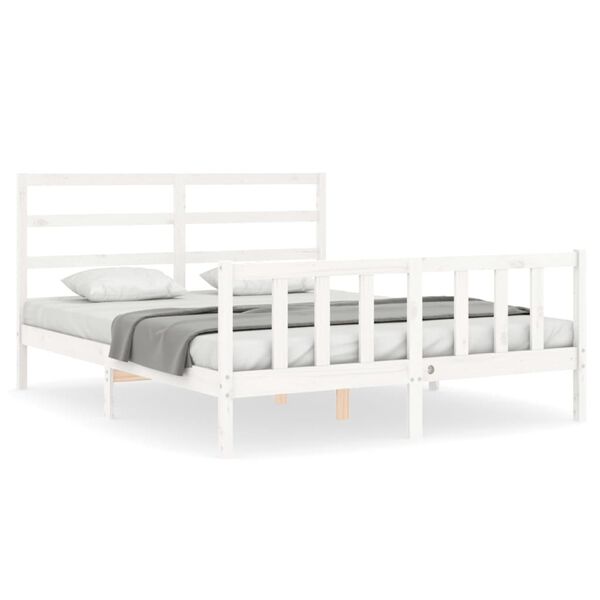 vidaXL Cama sem colch&atilde;o 160x200 cm madeira de pinho maci&ccedil;a branco