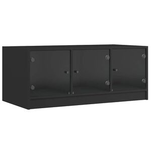 vidaXL Mesa de centro c/ portas de vidro 102x50x42 cm preto