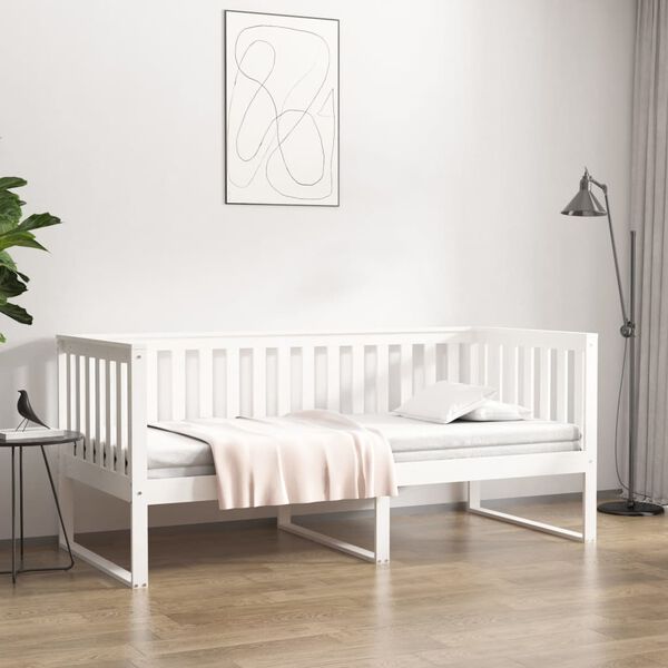 vidaXL Sof&aacute;-cama sem colch&atilde;o 90x200 cm madeira de pinho maci&ccedil;a branco
