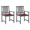vidaXL Cadeiras de jardim com almofad&otilde;es 2 pcs ac&aacute;cia maci&ccedil;a cinza