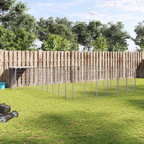 vidaXL Canil 15,73 m&sup2; a&ccedil;o prateado