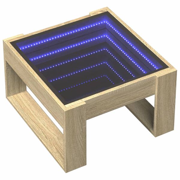 vidaXL Mesa de centro luzes LED Infinity 50x53x30 cm carvalho sonoma