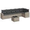 vidaXL 7 pcs conj. sof&aacute;s jardim com almofad&otilde;es vime PE cinzento-claro