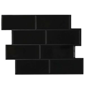vidaXL Azulejo Subterr&acirc;neo 10 unid. Preto 29 x 21 cm Poliuretano e PET
