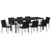 vidaXL Conjunto de Jantar para Jardim 9 unid. Preto e Cinza
