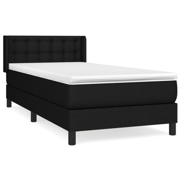 vidaXL Cama com molas/colch&atilde;o 90x190 cm tecido preto