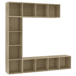 vidaXL 3 pcs conjunto arm&aacute;rio TV/estante 180x30x180 cm carvalho sonoma